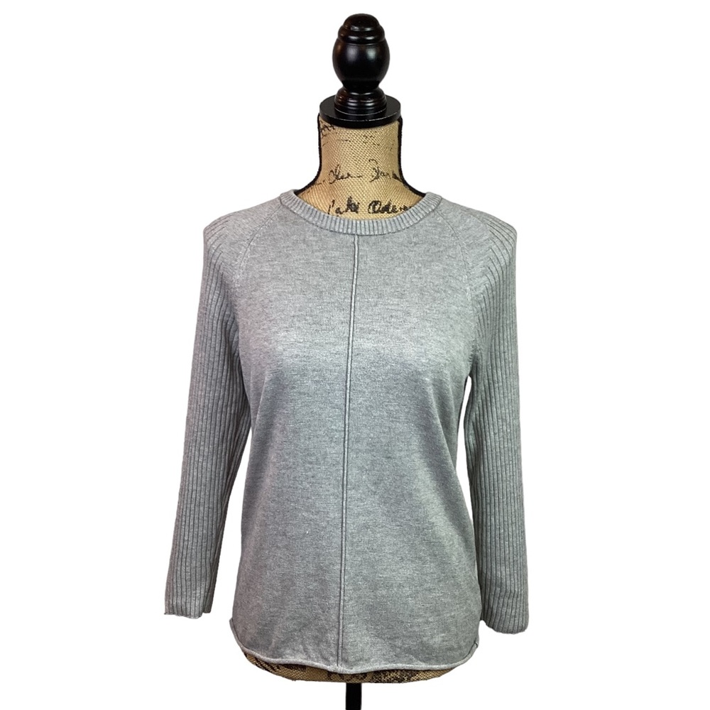 FRAME “Foggy” Raglan Sweater Large Cashmere Blend Crew Neck Gray